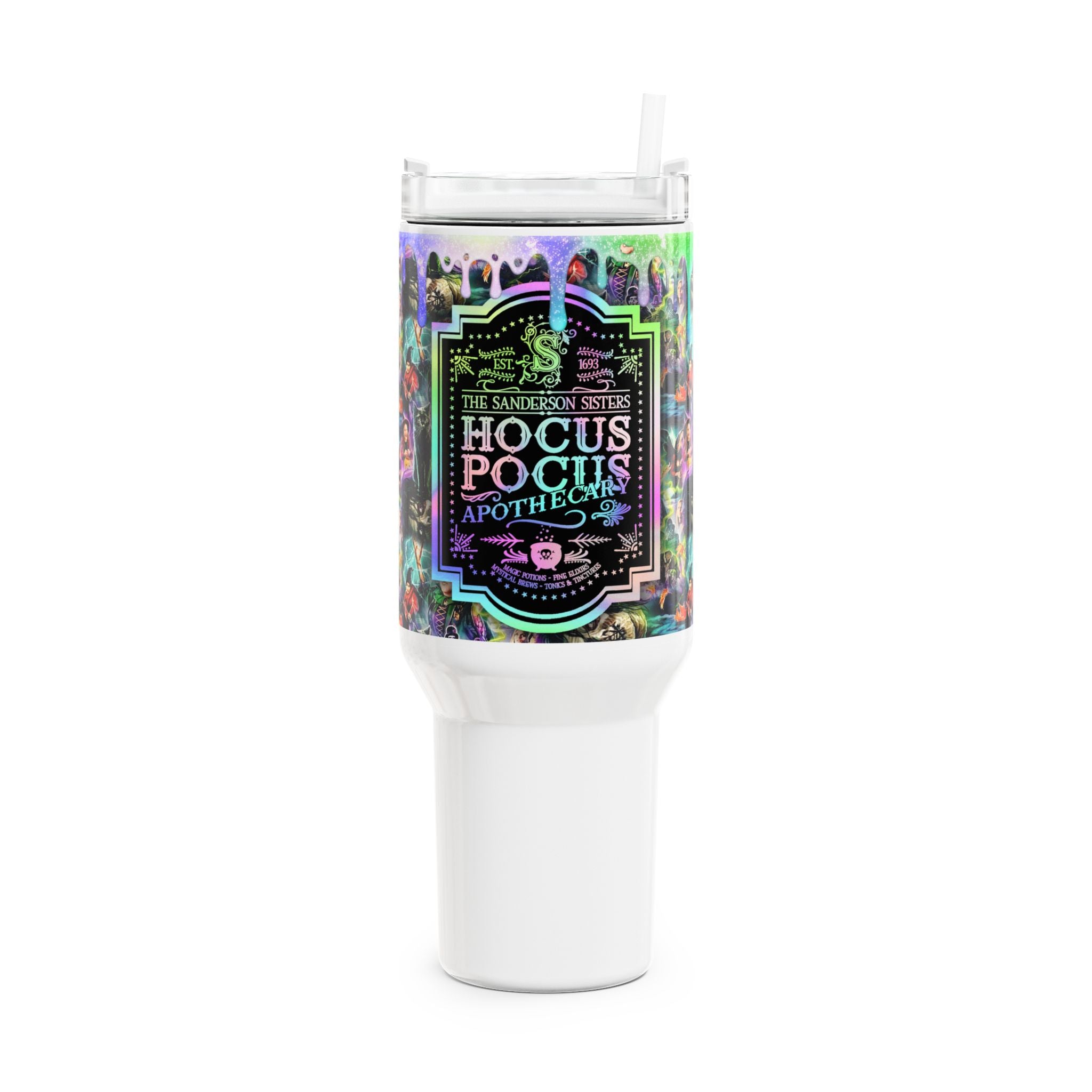 Hocus Pocus 40oz Tumbler — Holographic Witchcraft Apothecary Travel Mug