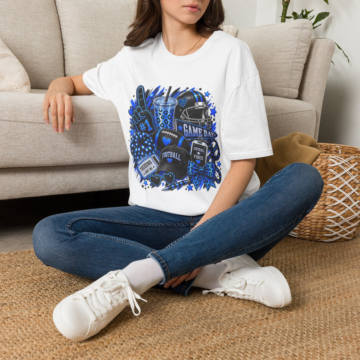 Game Day Football T-Shirt — "Game Day" Helmet, Foam Finger & Team Spirit Design