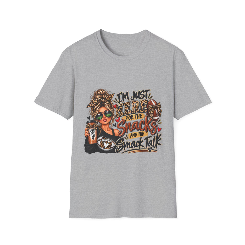 Snack Mom Leopard Graphic T-Shirt — "I'm Just Here for the Snacks"