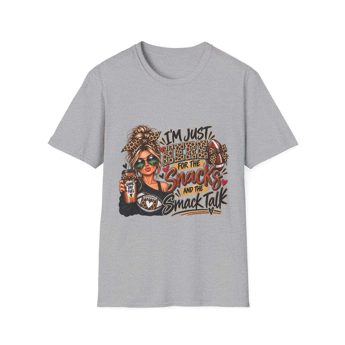 Snack Mom Leopard Graphic T-Shirt — "I'm Just Here for the Snacks"