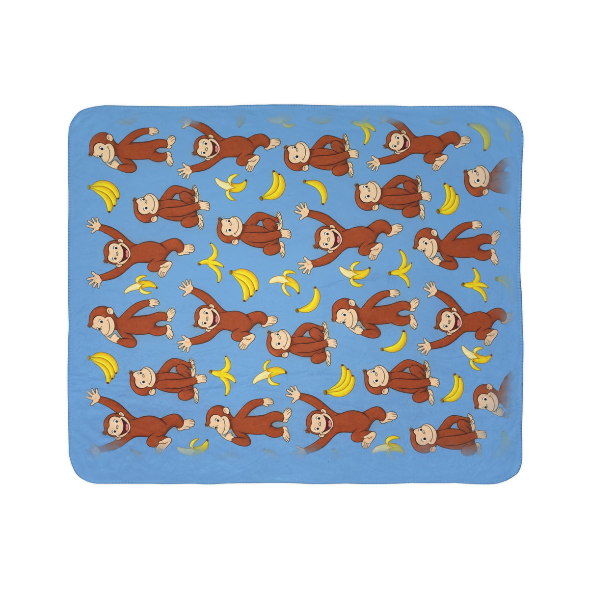 Curious Monkey Banana Pattern Fleece Sherpa Blanket | Kids Animal Throw