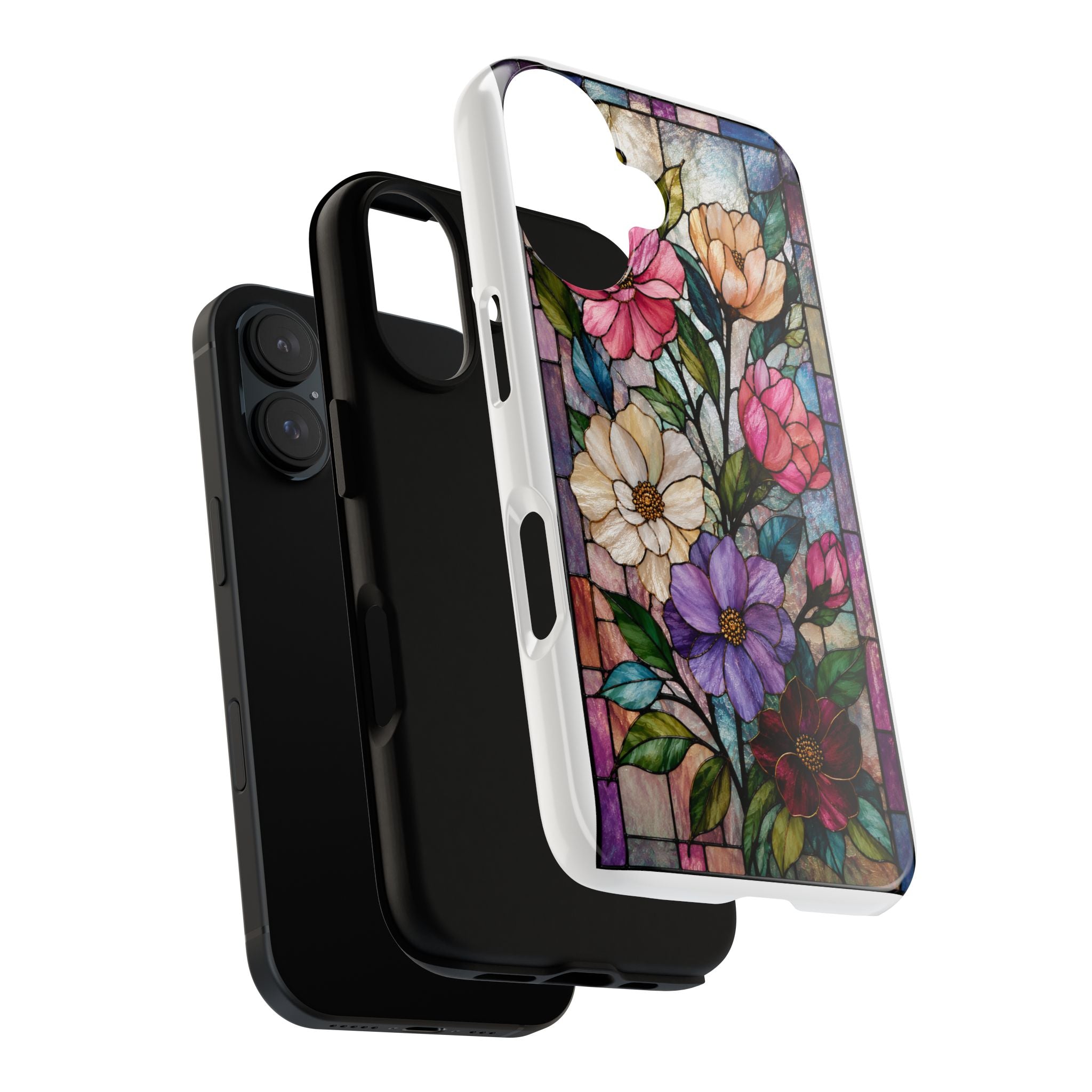 Floral Stained Glass Phone Case — Colorful Vintage Bouquet Protection