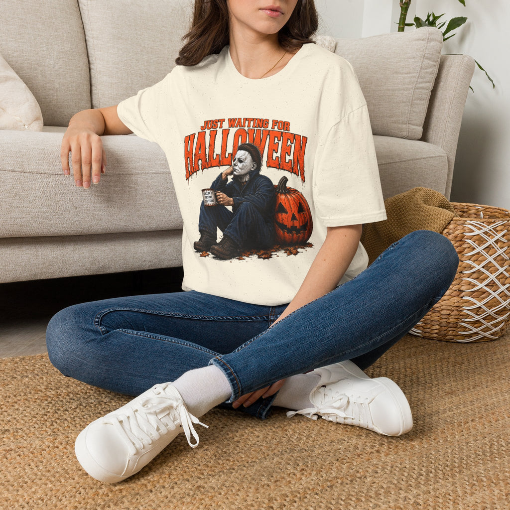 Halloween T-Shirt — "Just Waiting for Halloween" Horror Party Tee