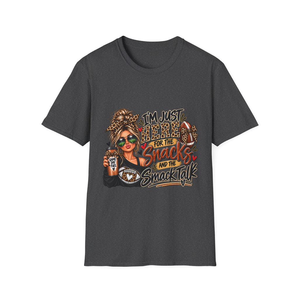 Snack Mom Leopard Graphic T-Shirt — "I'm Just Here for the Snacks"