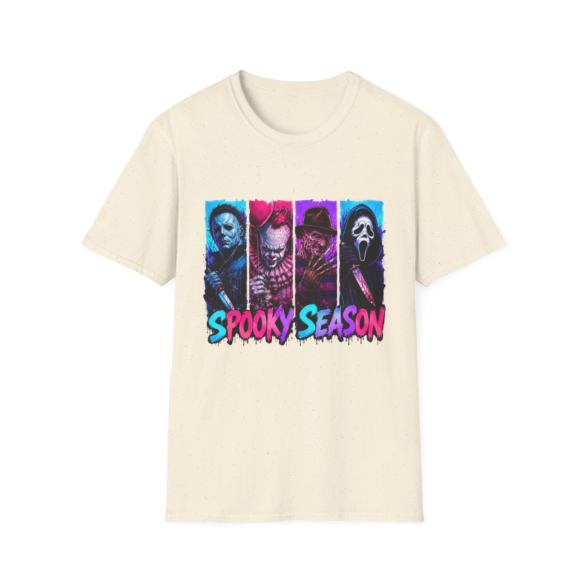 Horror Icons T-Shirt — “Spooky Season” Neon Slasher Tee