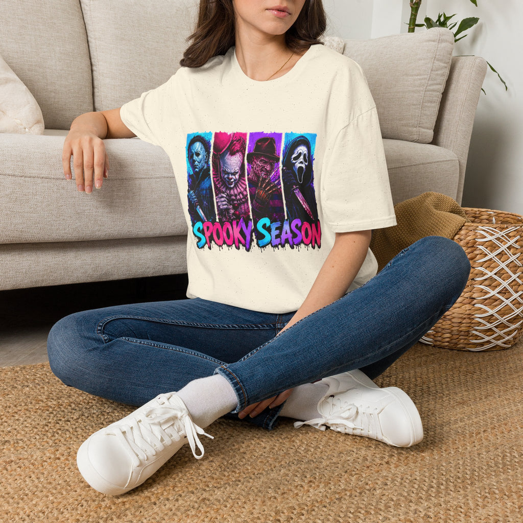 Horror Icons T-Shirt — “Spooky Season” Neon Slasher Tee