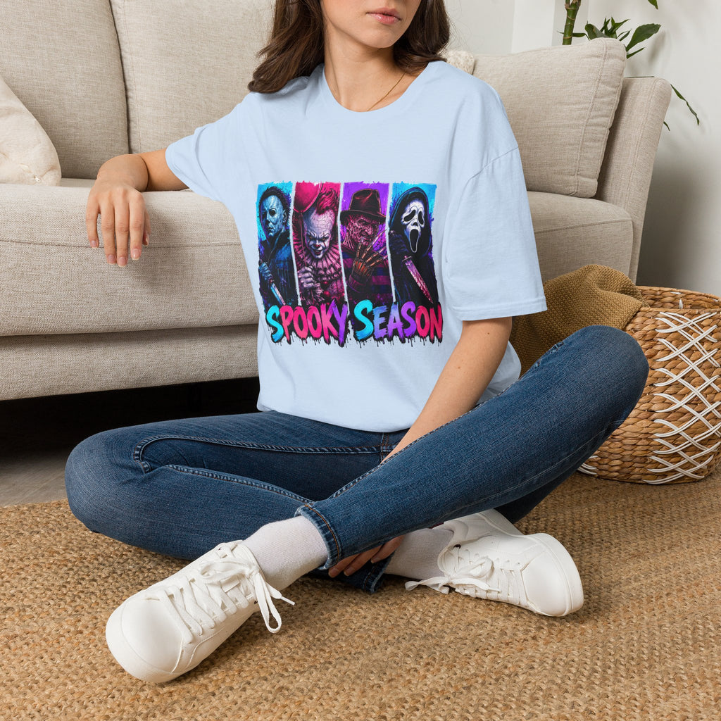 Horror Icons T-Shirt — “Spooky Season” Neon Slasher Tee