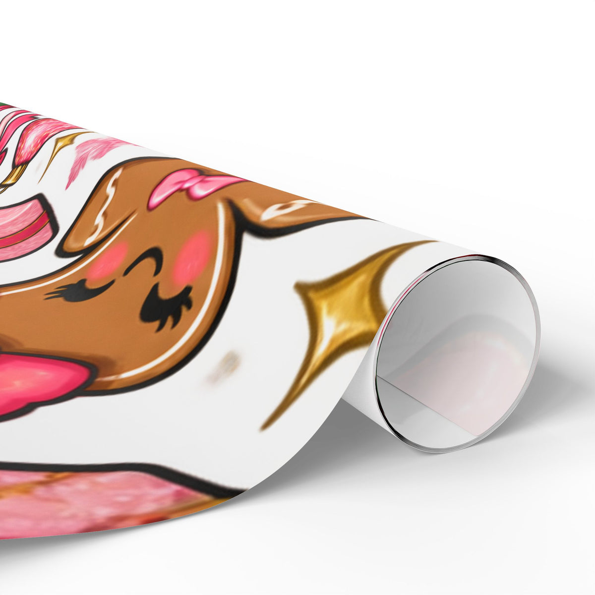 Gingerbread & Candy Cane Holiday Wrapping Paper Roll — Festive Christmas Gift Wrap