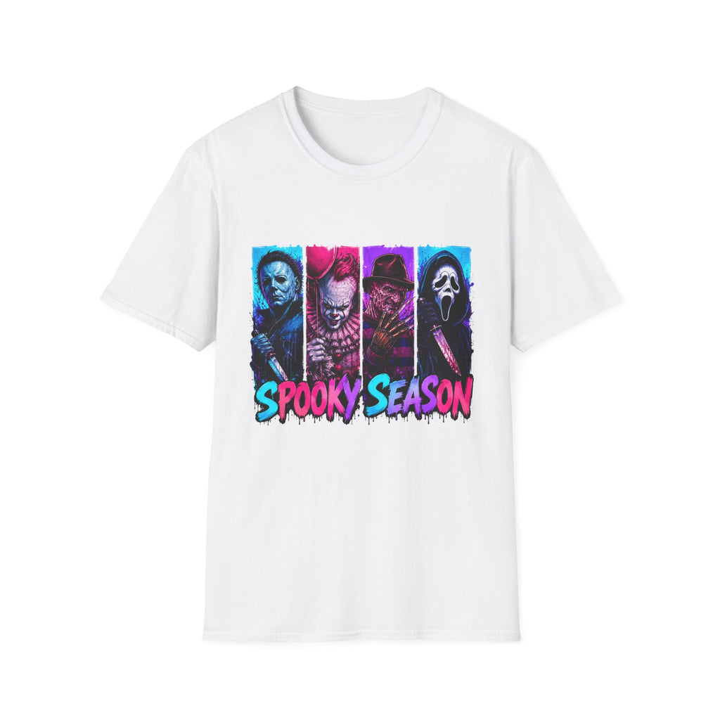 Horror Icons T-Shirt — “Spooky Season” Neon Slasher Tee