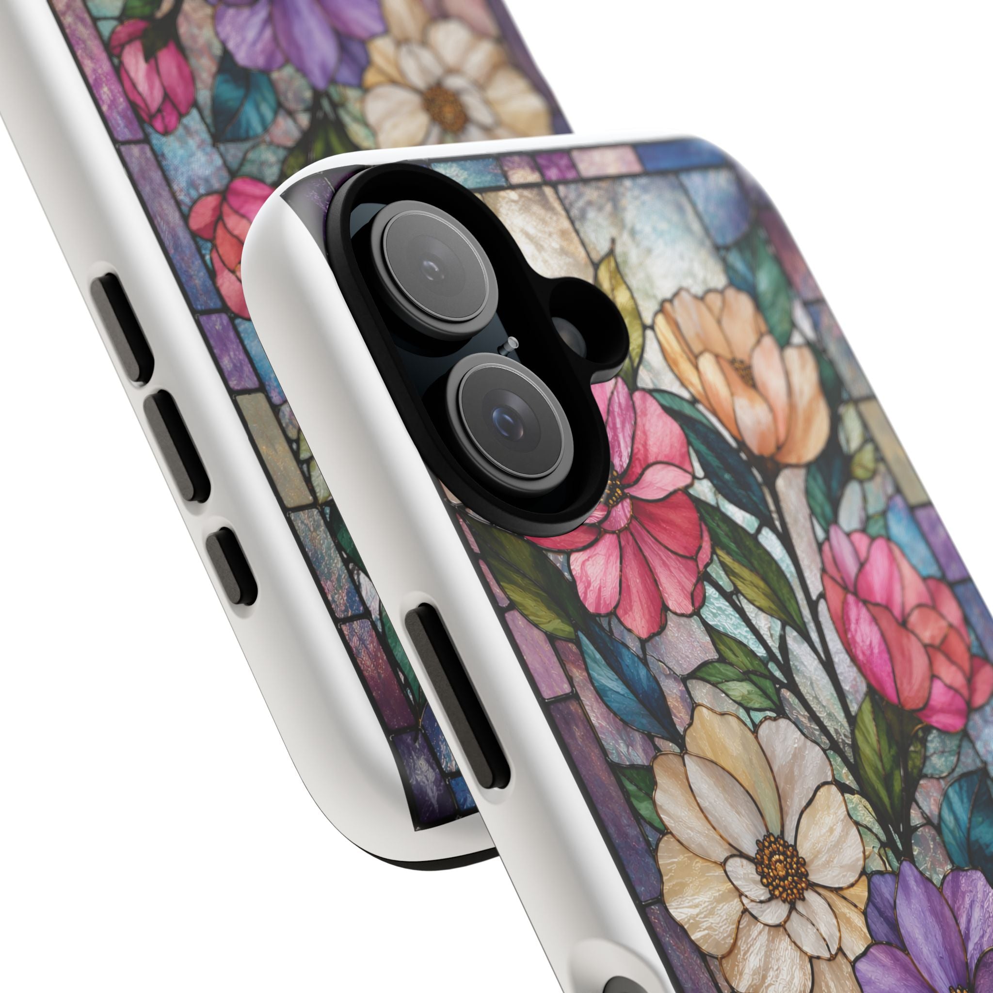 Floral Stained Glass Phone Case — Colorful Vintage Bouquet Protection