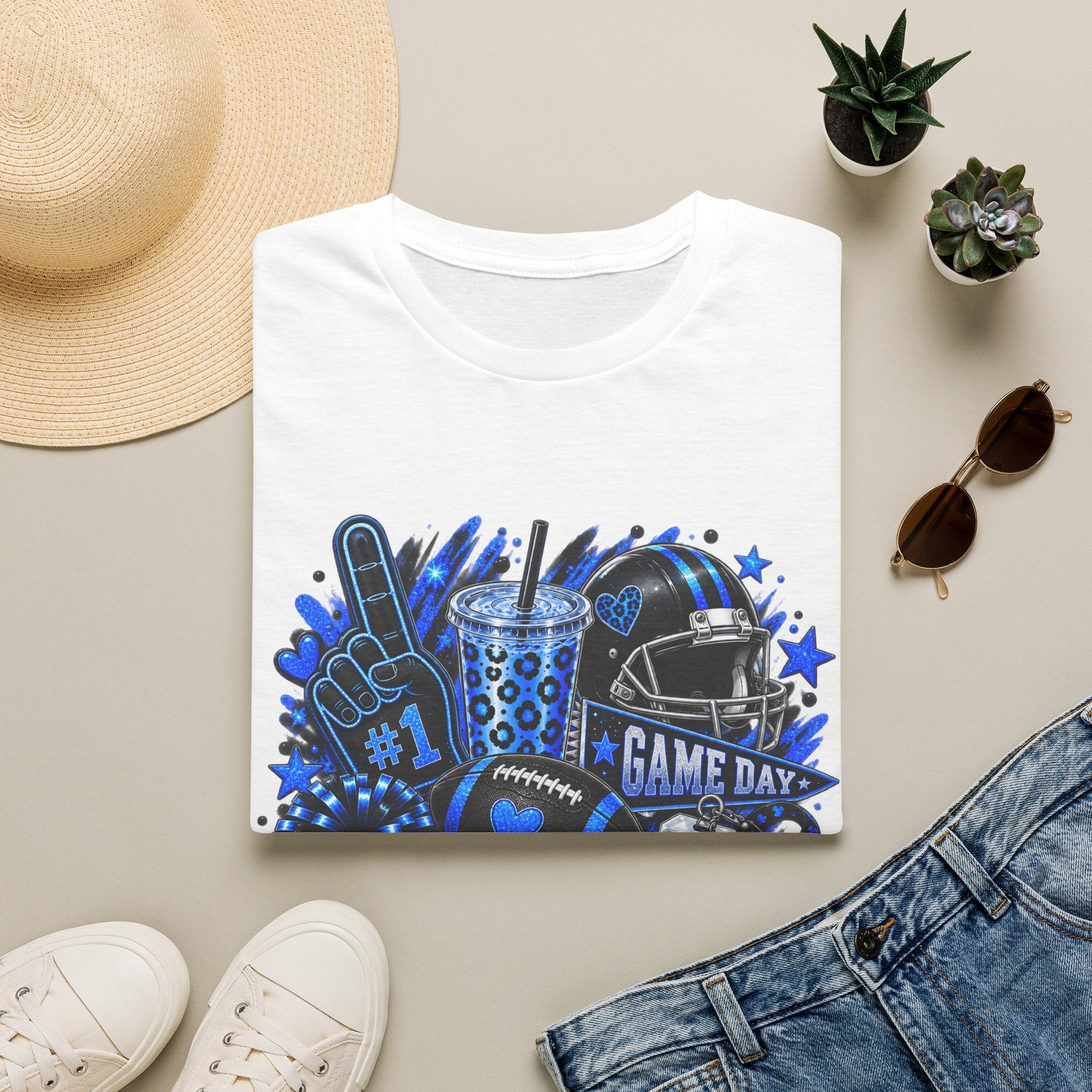Game Day Football T-Shirt — "Game Day" Helmet, Foam Finger & Team Spirit Design