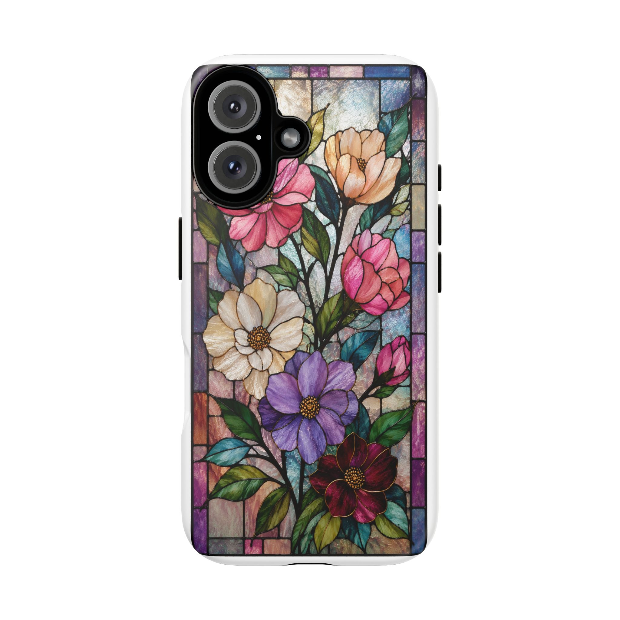 Floral Stained Glass Phone Case — Colorful Vintage Bouquet Protection
