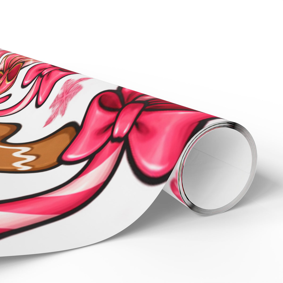 Gingerbread & Candy Cane Holiday Wrapping Paper Roll — Festive Christmas Gift Wrap