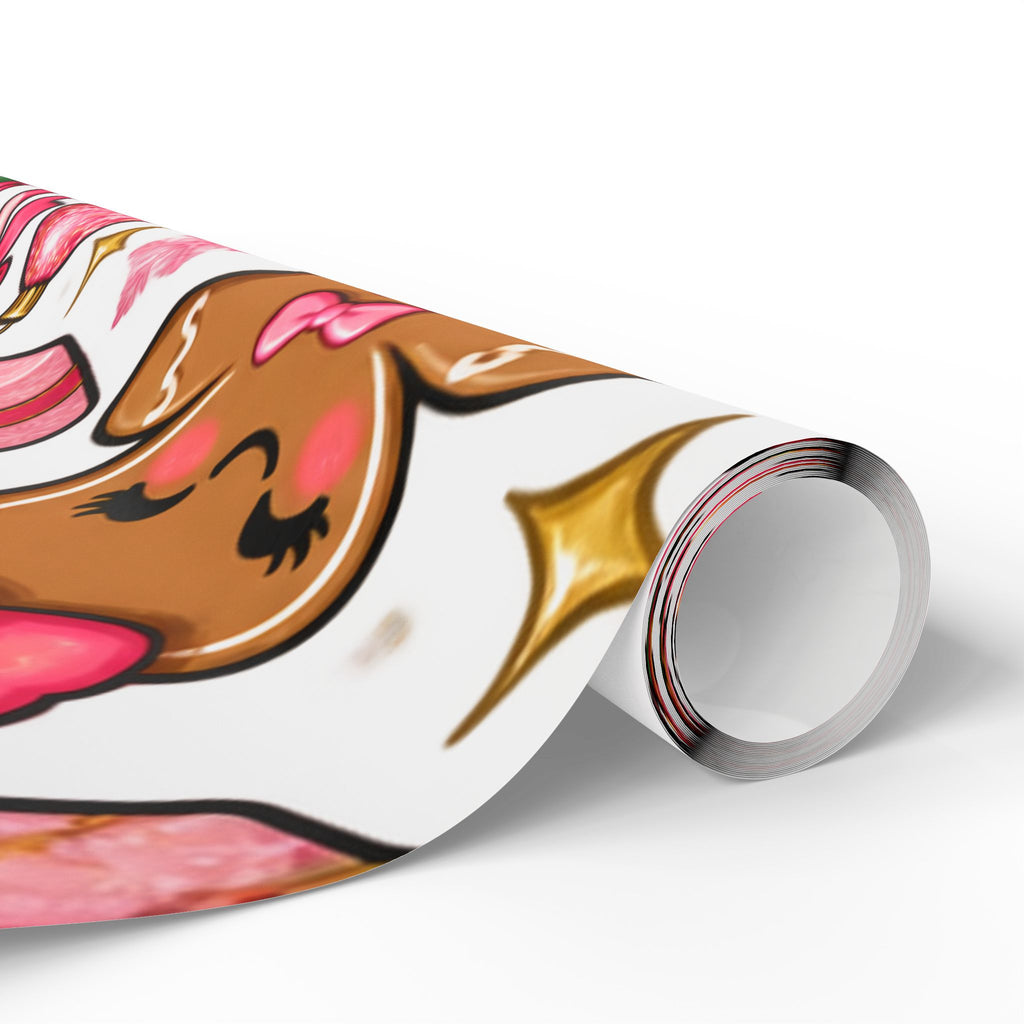 Gingerbread & Candy Cane Holiday Wrapping Paper Roll — Festive Christmas Gift Wrap