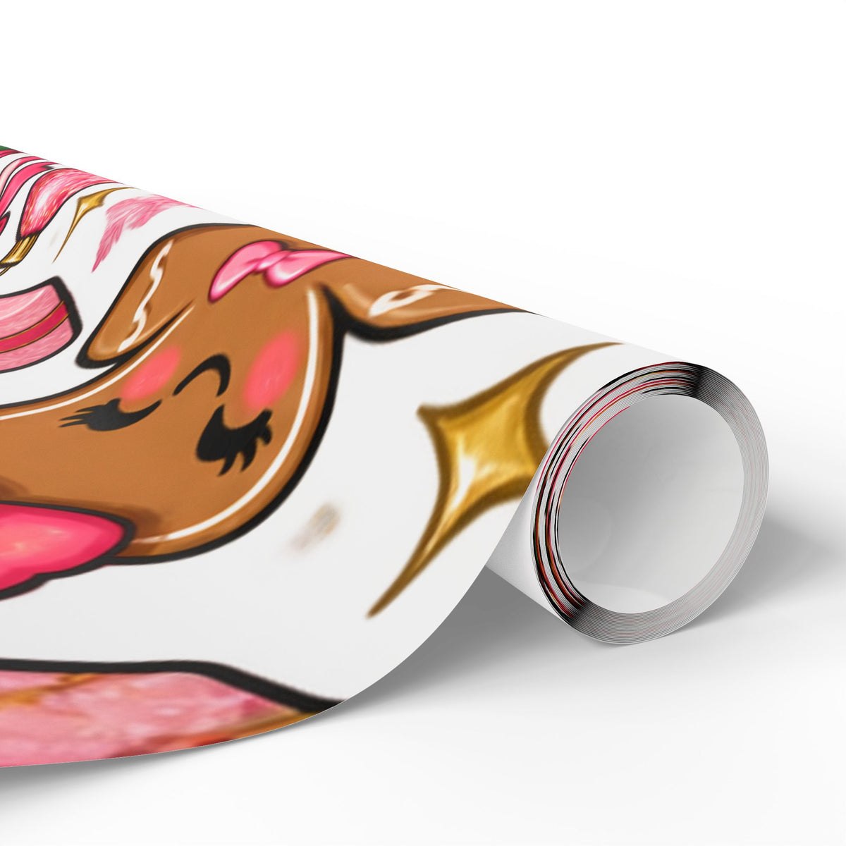 Gingerbread & Candy Cane Holiday Wrapping Paper Roll — Festive Christmas Gift Wrap