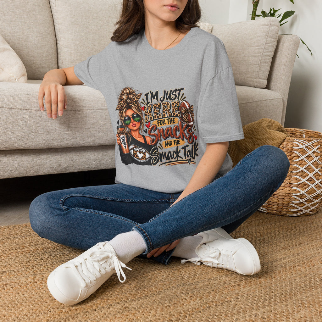 Snack Mom Leopard Graphic T-Shirt — "I'm Just Here for the Snacks"