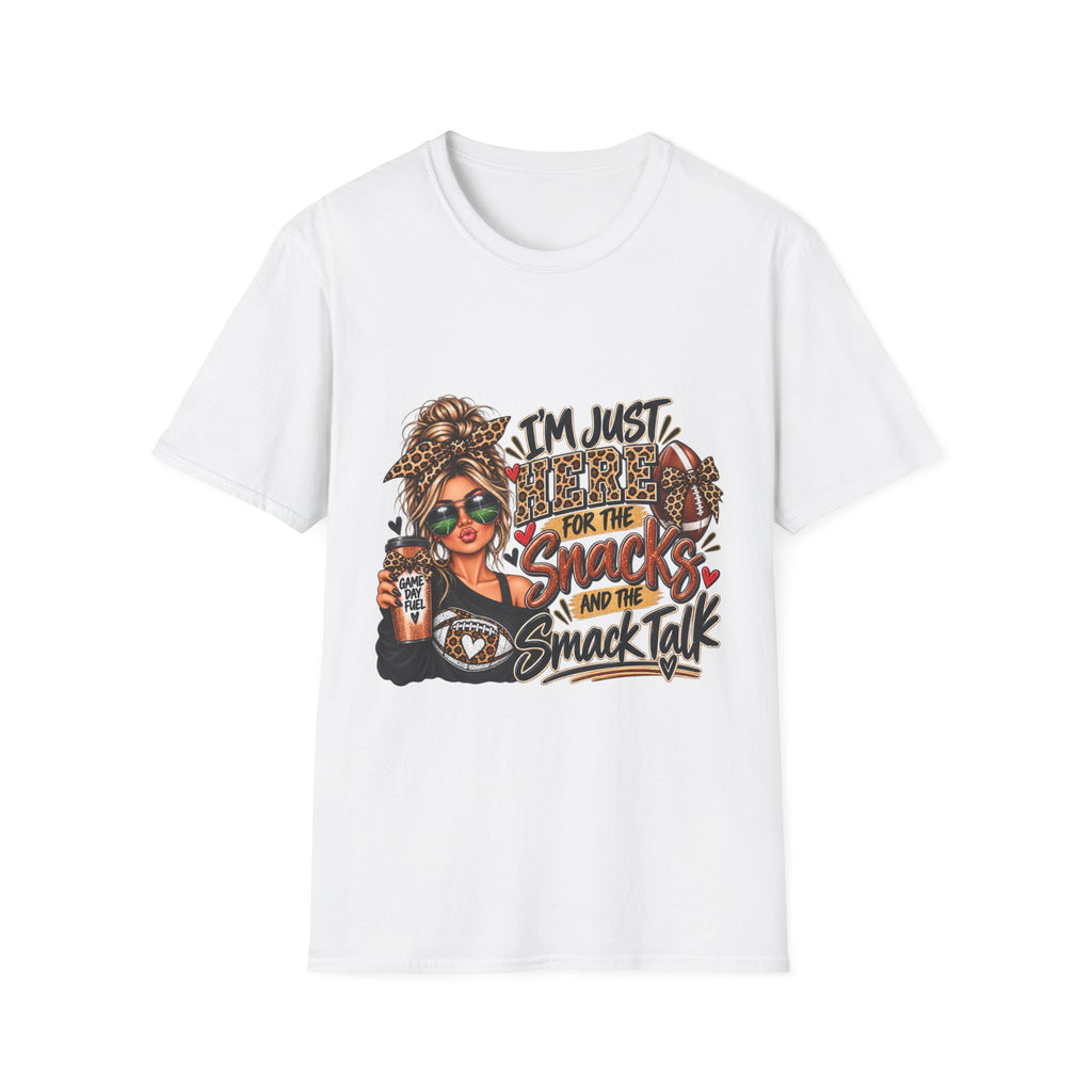 Snack Mom Leopard Graphic T-Shirt — "I'm Just Here for the Snacks"