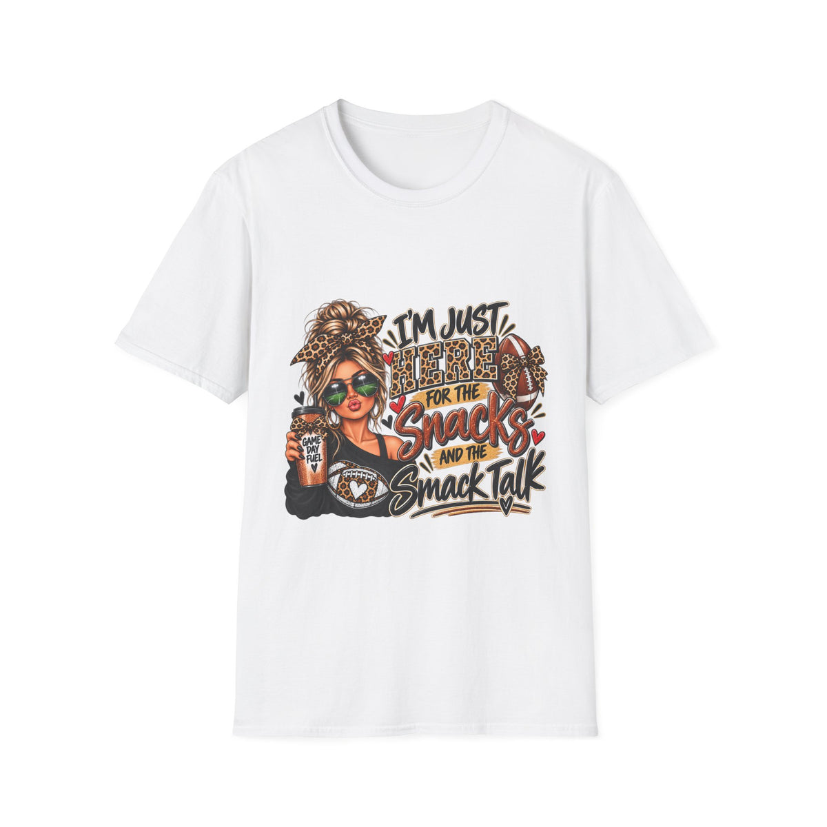 Snack Mom Leopard Graphic T-Shirt — "I'm Just Here for the Snacks"