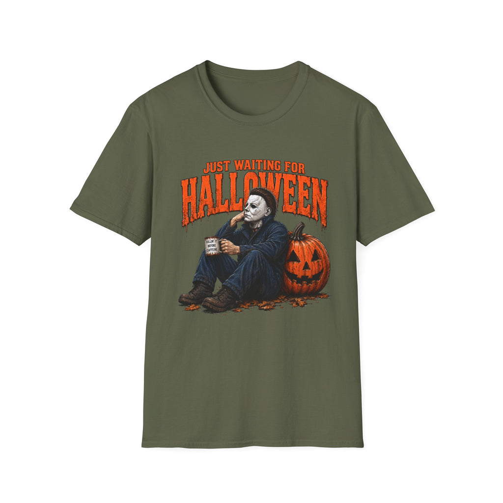 Halloween T-Shirt — "Just Waiting for Halloween" Horror Party Tee