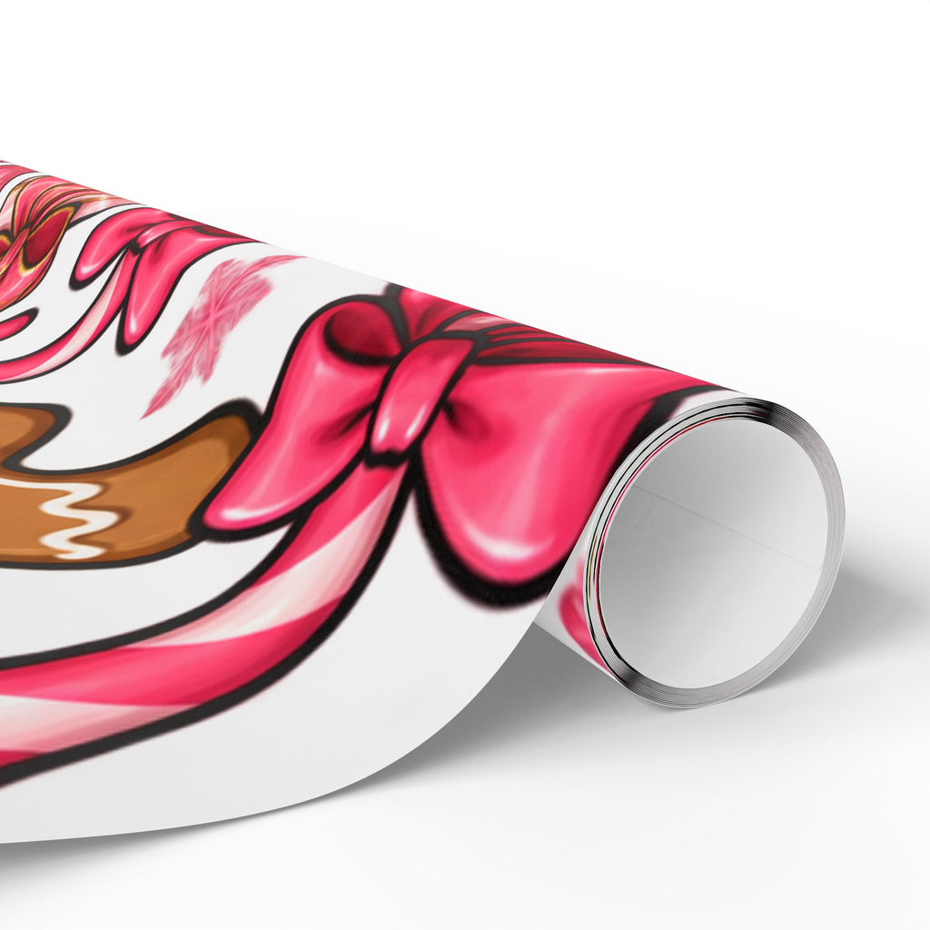 Gingerbread & Candy Cane Holiday Wrapping Paper Roll — Festive Christmas Gift Wrap
