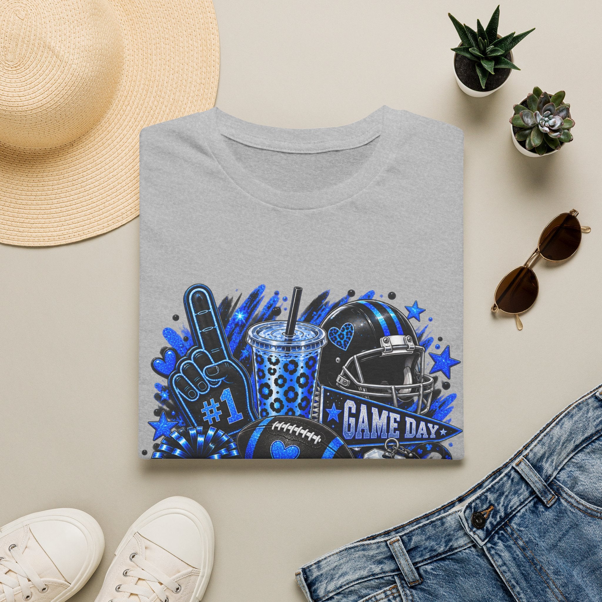Game Day Football T-Shirt — "Game Day" Helmet, Foam Finger & Team Spirit Design