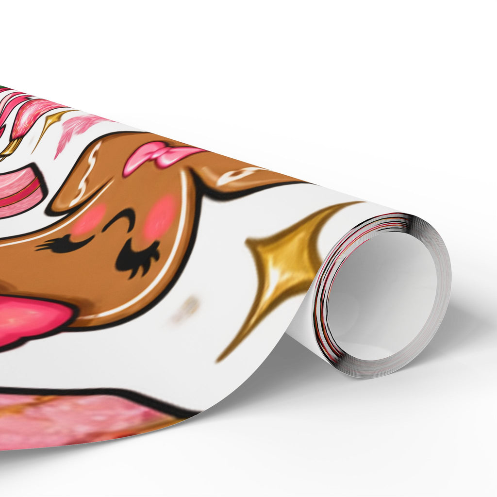 Gingerbread & Candy Cane Holiday Wrapping Paper Roll — Festive Christmas Gift Wrap