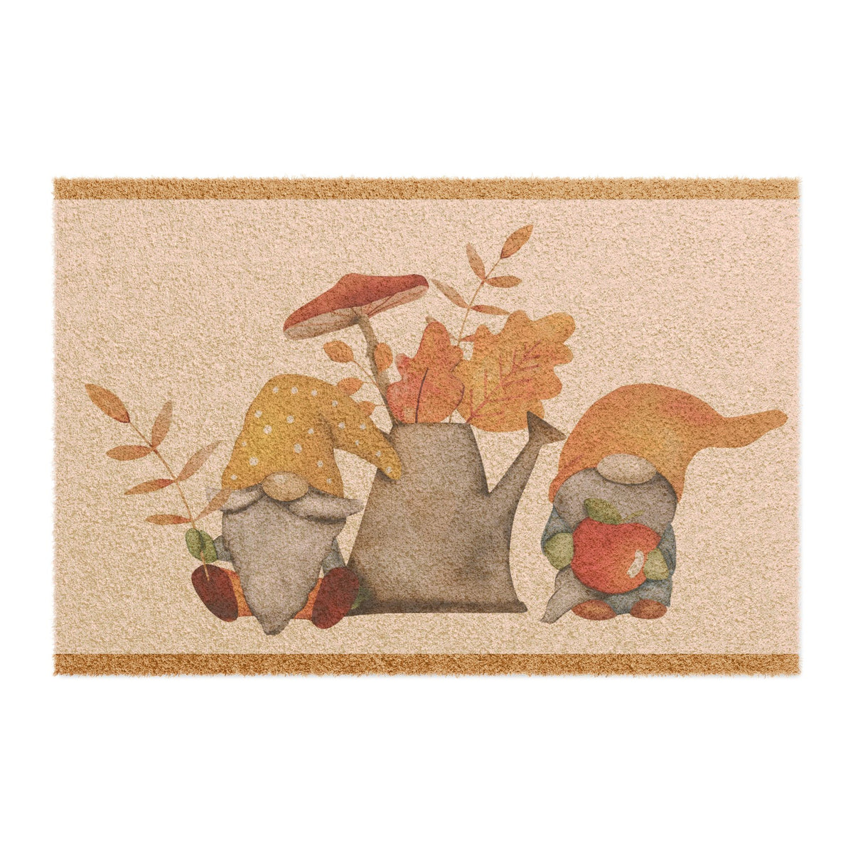 Autumn Gnome Doormat – Fall Welcome Coir Rug with Pumpkins & Leaves