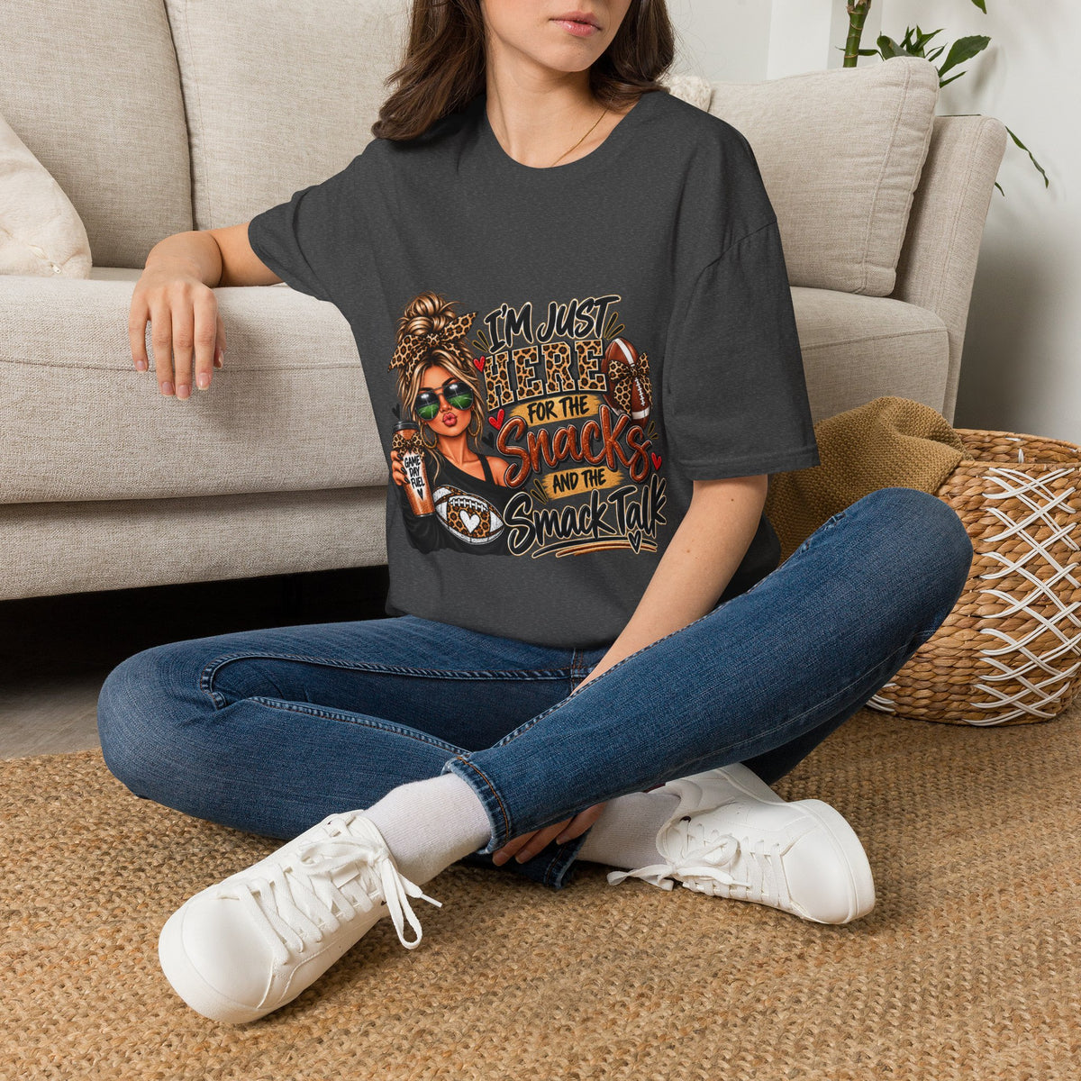 Snack Mom Leopard Graphic T-Shirt — "I'm Just Here for the Snacks"
