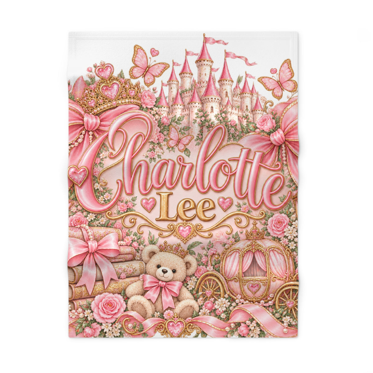 Personalized Princess Baby Blanket – "Charlotte Lee" Soft Fleece Keepsake