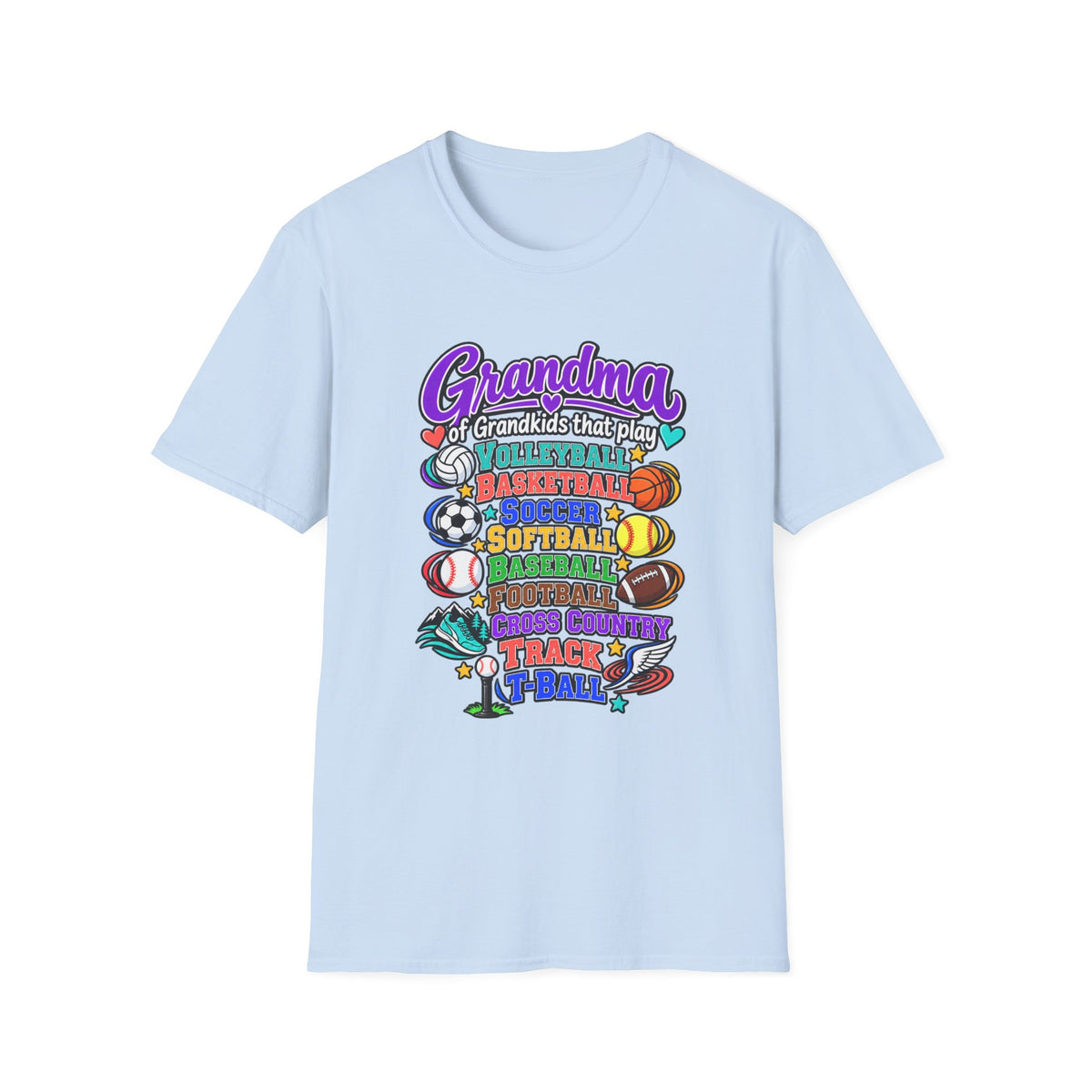 Grandma Sports Fan T-Shirt – 'Grandma of Grandkids That Play' Multi-Sport Design