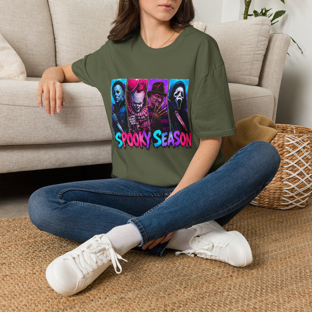 Horror Icons T-Shirt — “Spooky Season” Neon Slasher Tee