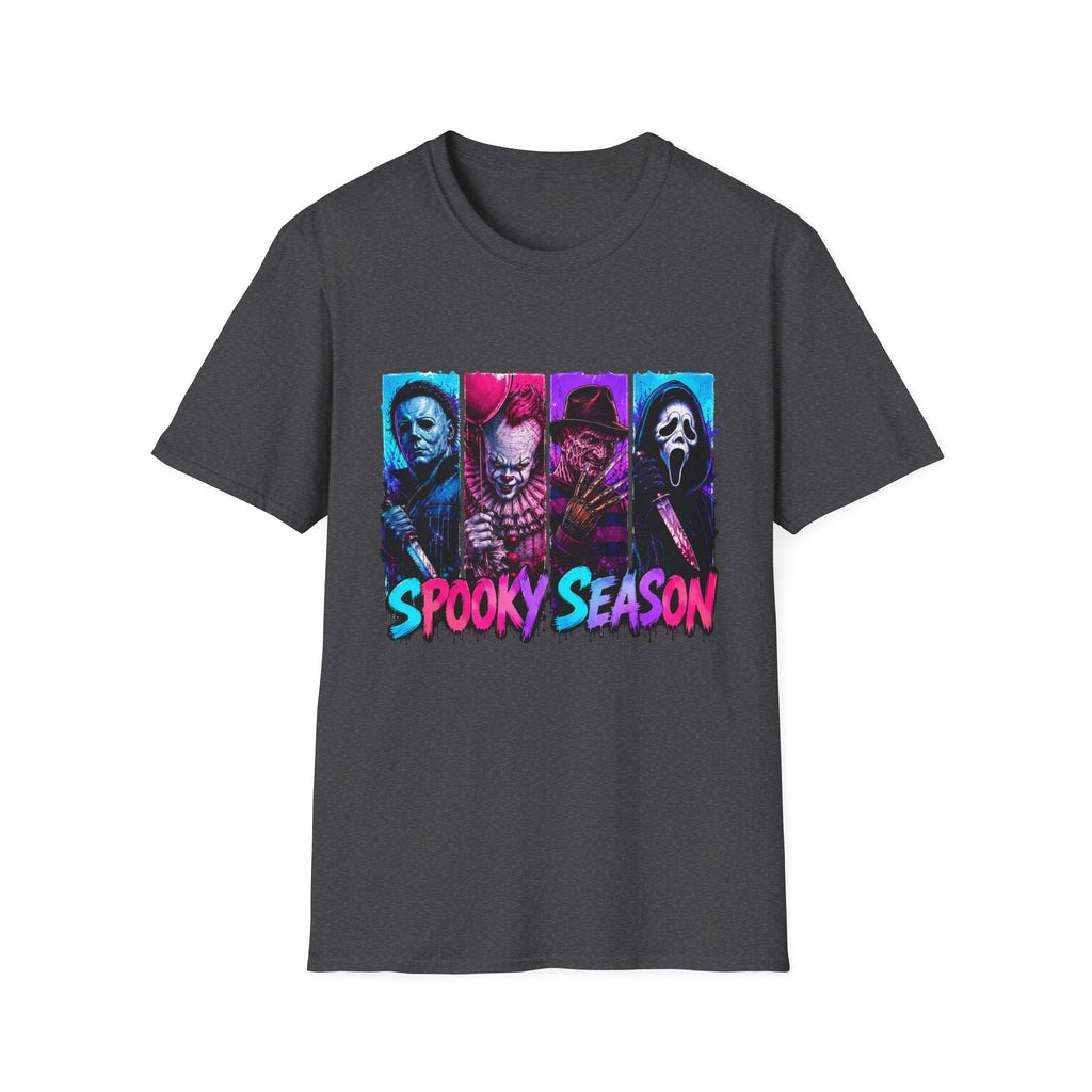 Horror Icons T-Shirt — “Spooky Season” Neon Slasher Tee